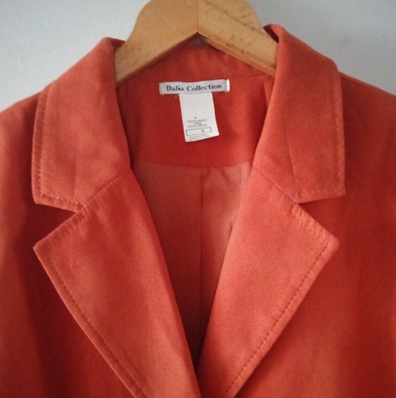 🧡🍊 Orange Women's Blazer | Dalia Collection | Size 12 | Velvet/Suede Texture - Picture 3 of 9